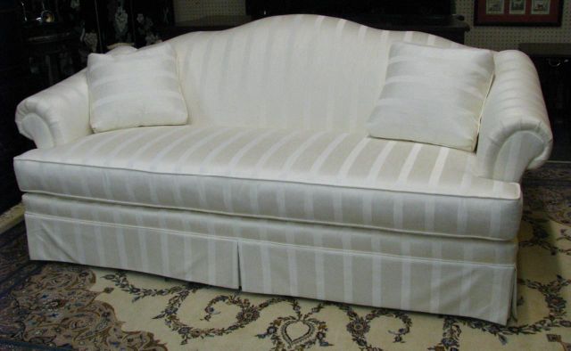 Appraisal: Pearson formal white sofa rolled arm and pleated skirt single