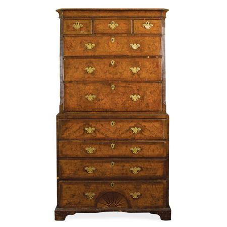 Appraisal: George II Inlaid Walnut Chest on Chest Estimate nbsp nbsp