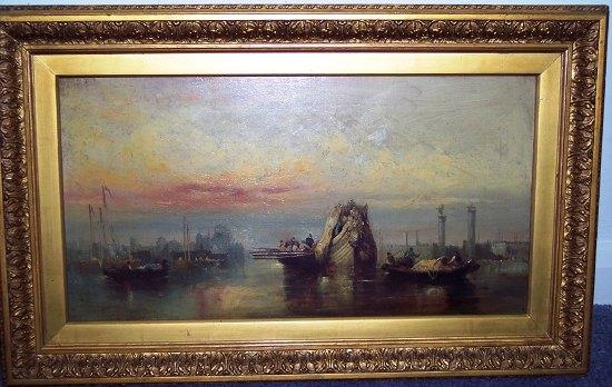 Appraisal: English School th CenturyShipping with Venice in the Background oil