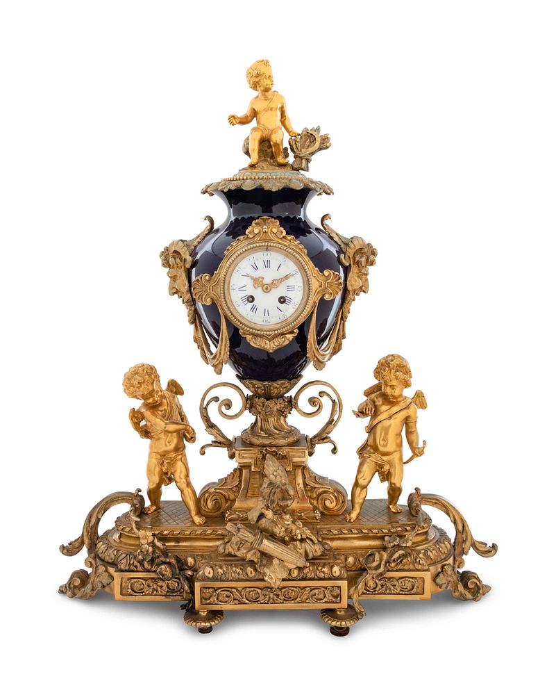 Appraisal: A Sevres Style Gilt Bronze and Porcelain Mantel Clock A