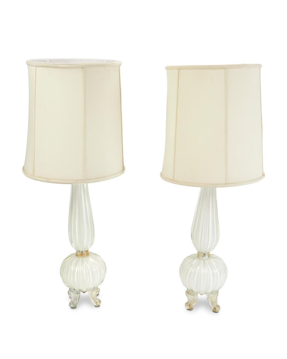 Appraisal: A pair of Italian Murano glass table lamps Mid- th