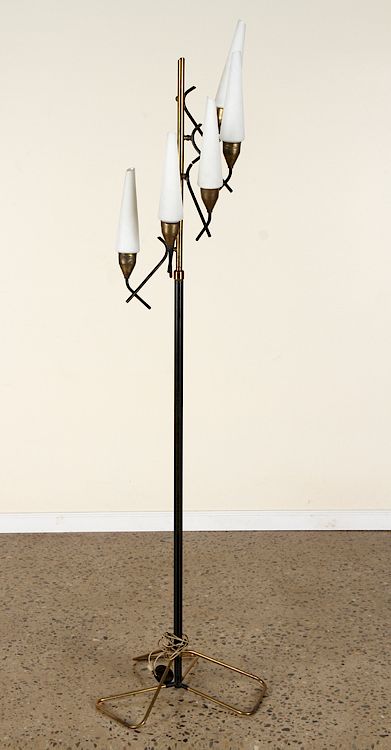 Appraisal: MID CENTURY MODERN BRASS IRON LIGHT FLOOR LAMP An Italian