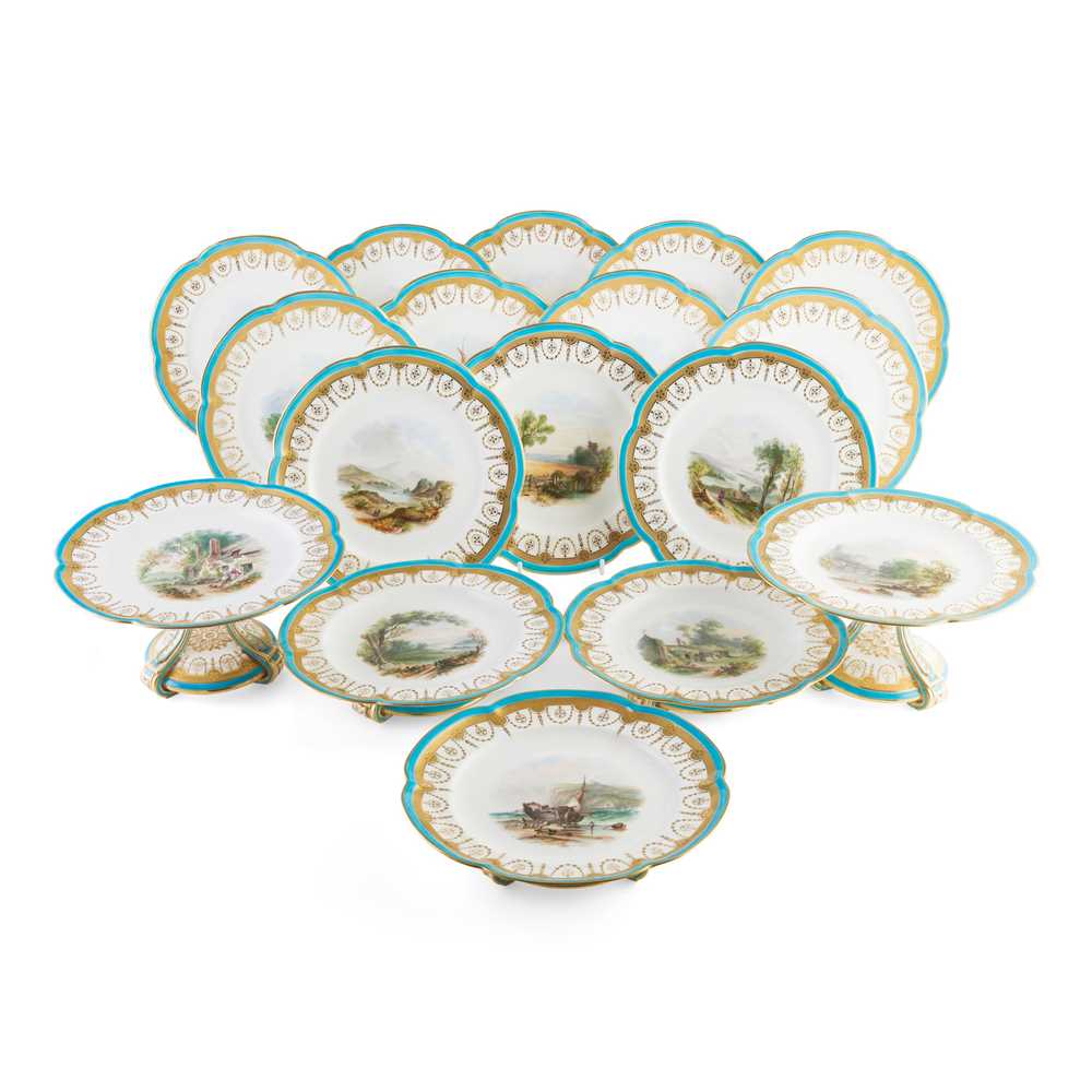 Appraisal: MINTON TOPOGRAPHICAL DESSERT SERVICE MID TH CENTURY painted to the