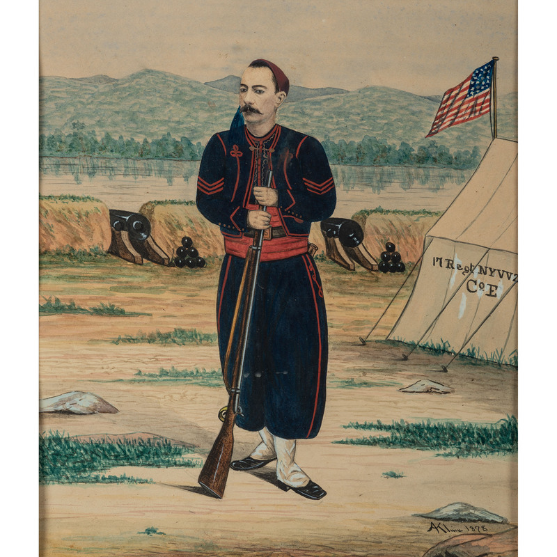 Appraisal: CIVIL WAR Watercolor portrait of Sergeant Thomas H Sheehan Company