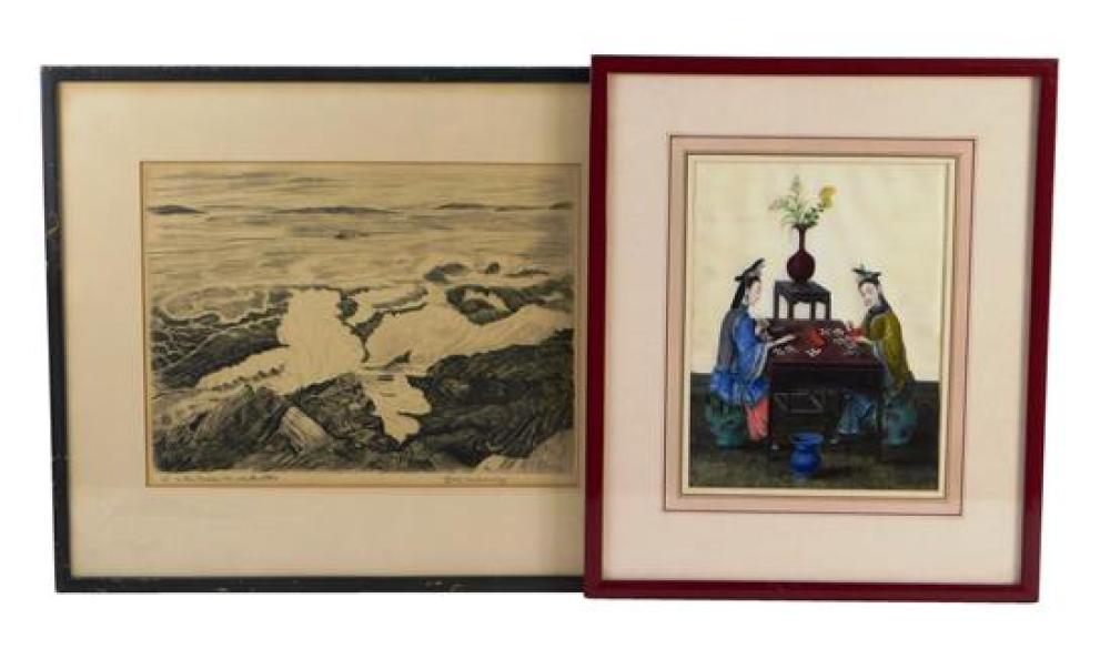 Appraisal: ASIAN Two framed artworks Fuji Fugi Nakamizo Japanese American -