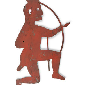 Appraisal: A Primitive Cut and Red-Painted Sheet-Iron Indian Weathervane th Century