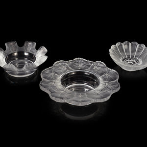 Appraisal: Three Lalique Ash Receivers Second Half th Century in the