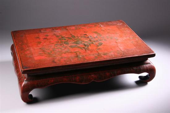 Appraisal: CHINESE RED LACQUER STAND th century Ming Dynasty Of rectangular-form