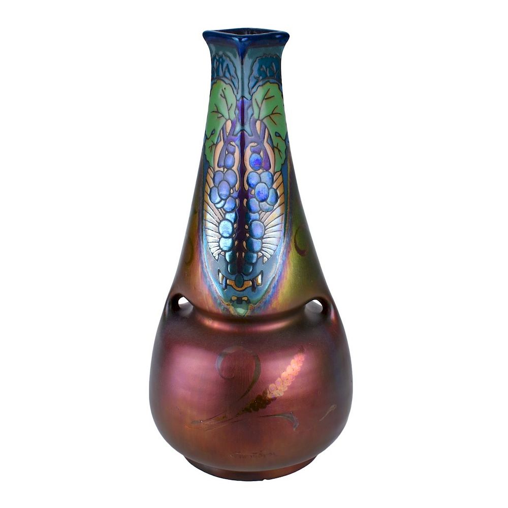 Appraisal: Montieres French Iridescent Art Pottery Vase Montieres French Iridescent Art