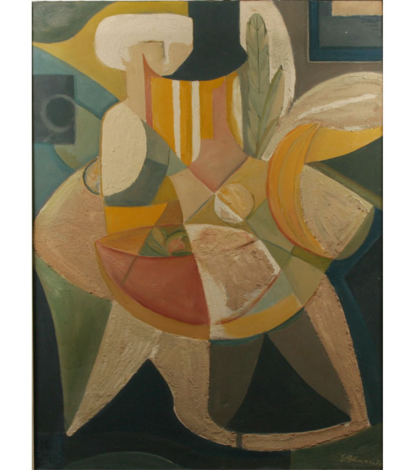 Appraisal: Robert Lohman American - Large modernist abstract still life Oil