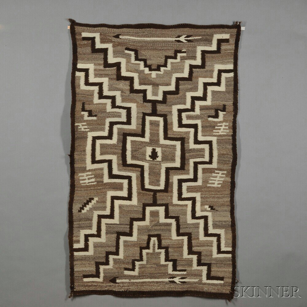 Appraisal: Navajo Transitional Crystal Rug handspun pound rug with central cross