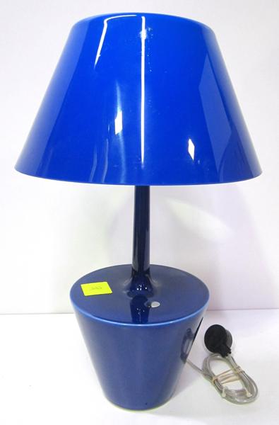 Appraisal: A BLUE CONTEMPORARY GLASS LAMP A BLUE CONTEMPORARY GLASS LAMP