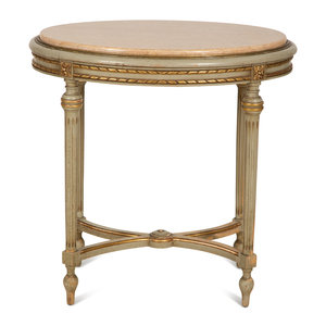 Appraisal: A Louis XVI Style Painted and Parcel Gilt Marble Top