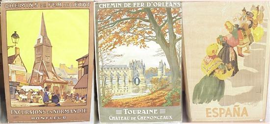 Appraisal: Three original travel posters French Chemin de Fer D'OrleansTouraine x