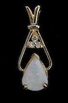 Appraisal: Ladies' Opal Diamond Pendant K yellow gold pendant set with