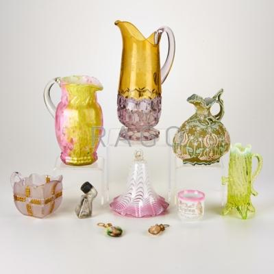 Appraisal: GLASS GROUP Four pitchers smoke cap ink bottle most in