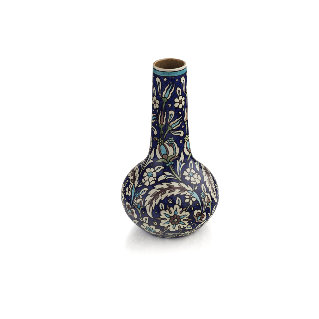 Appraisal: LEONARD KING FOR BURMANTOFTS FAIENCE ANGLO PERSIAN BOTTLE VASE CIRCA