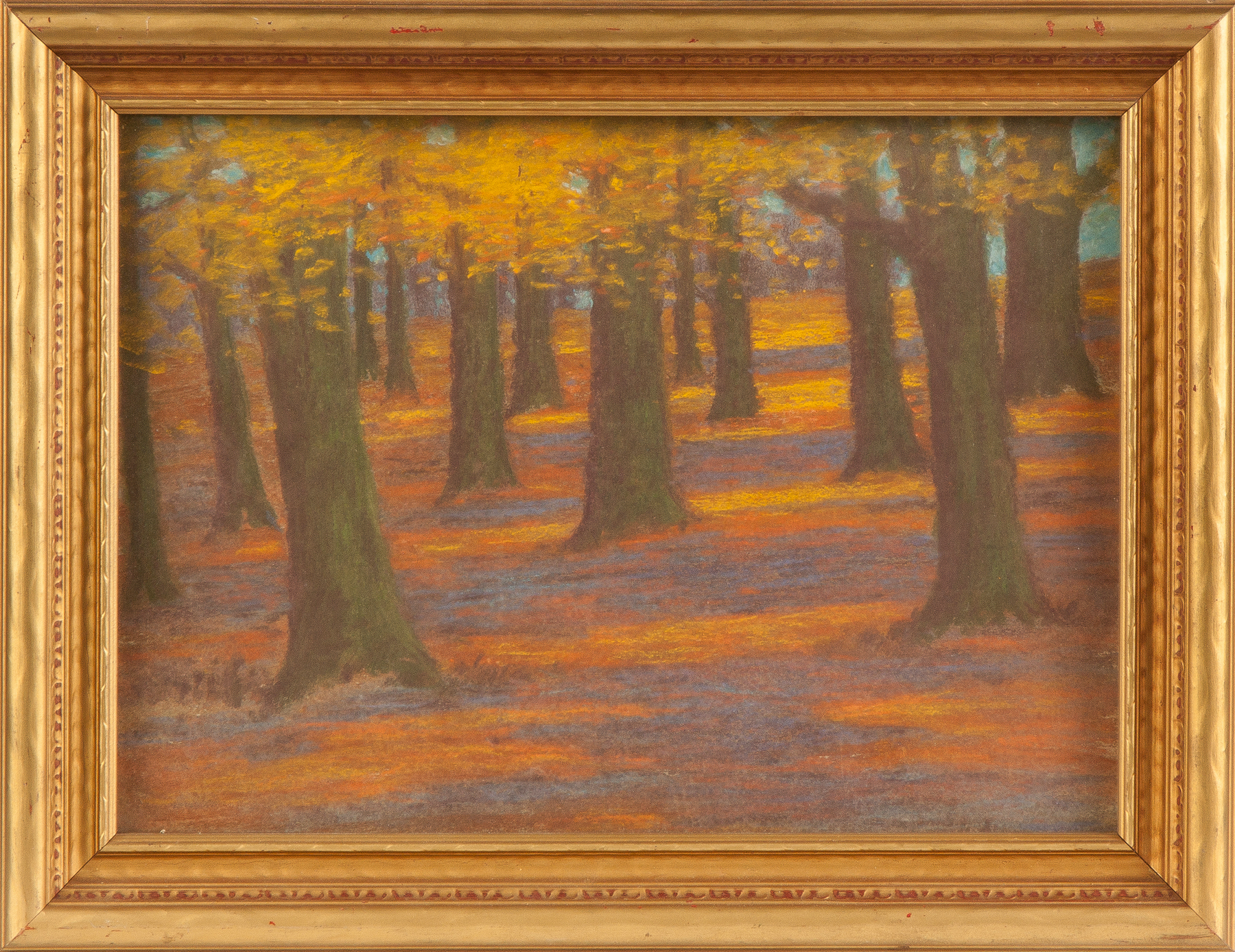 Appraisal: Three Landscape Paintings Pastel of a forrest George Brodhead label