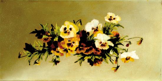 Appraisal: British school th century PAIR OF WORKS PANSY STILL LIFES