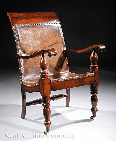 Appraisal: A Rare Louisiana or French West Indies Inlaid Mahogany Fauteuil