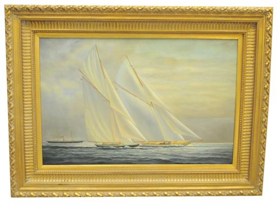 Appraisal: D Tayler th C oil on canvas ship portrait of