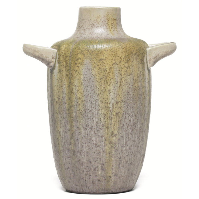 Appraisal: Glatigny vase double handled form covered in a gray and