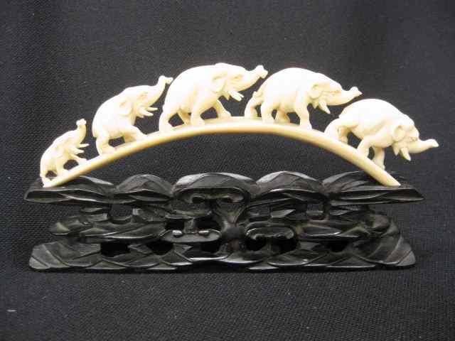 Appraisal: Carved Ivory ''Elephant Bridge'' Tusk '' long five graduated size