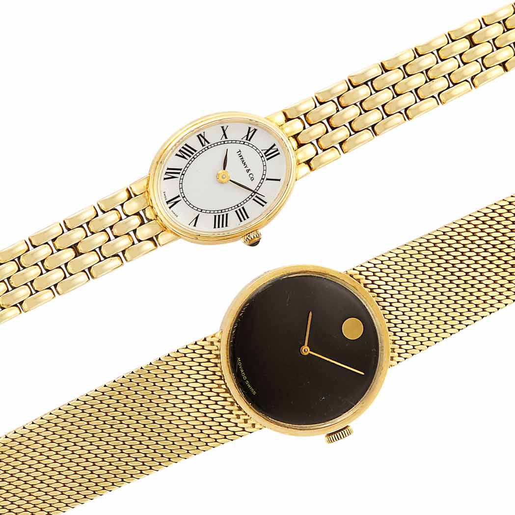 Appraisal: Two Lady's Gold Wristwatches Tiffany Co and Movado Van Cleef