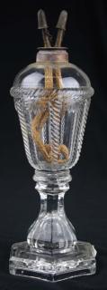 Appraisal: th c pattern molded fluid lamp clear cable pattern pressed