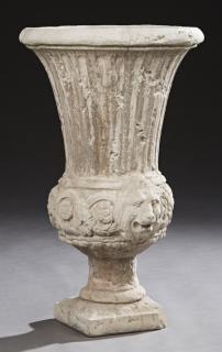 Appraisal: Cast Stone Tall Campana Form Garden Urn th c with