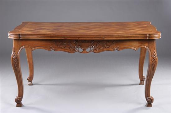 Appraisal: LOUIS XV STYLE PARQUETRY DRAW-LEAF TABLE late th early th