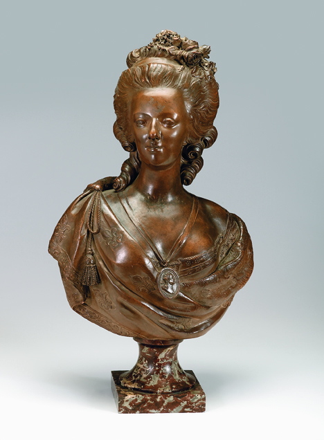 Appraisal: French terra-cotta bust of Marie Antoinette th century Attributed to