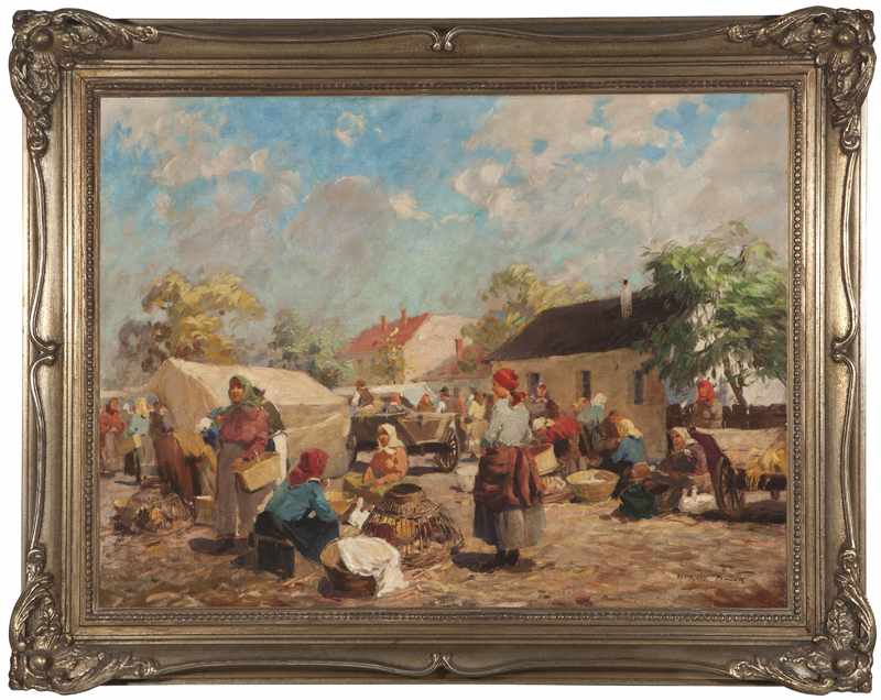 Appraisal: Early th Century Hungarian School Peasant Women at a Market