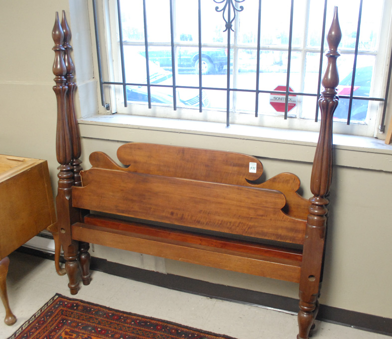 Appraisal: A MAHOGANY FOUR-POSTER BED WITH RAILS American th century the