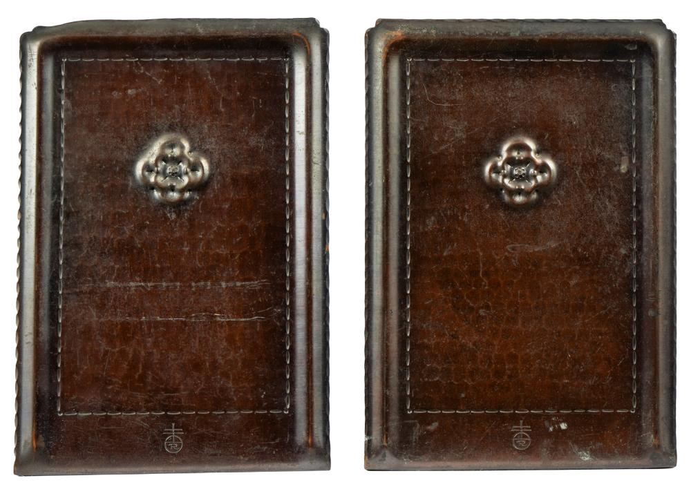 Appraisal: PAIR OF ROYCROFT COPPER BOOKENDSstamped with Roycroft logo inches wide