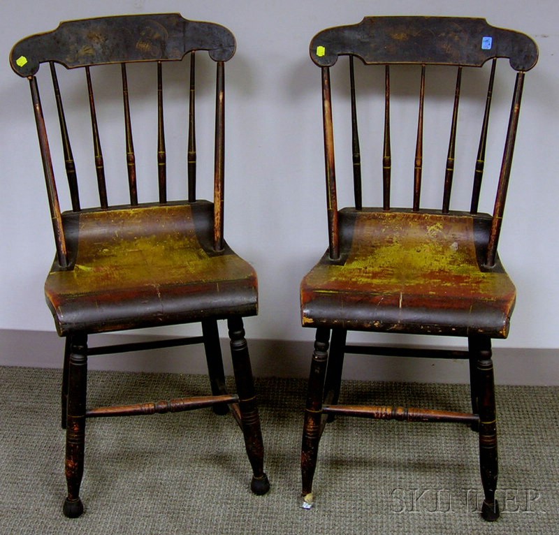 Appraisal: Pair of Painted and Stencil Decorated Side Chairs