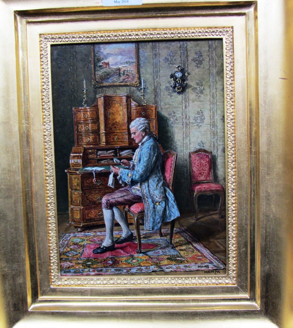 Appraisal: Hans Hamza - The Connoisseur oil on panel signed cm