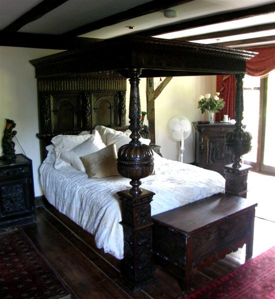 Appraisal: th century oak four poster bed long with panelled top