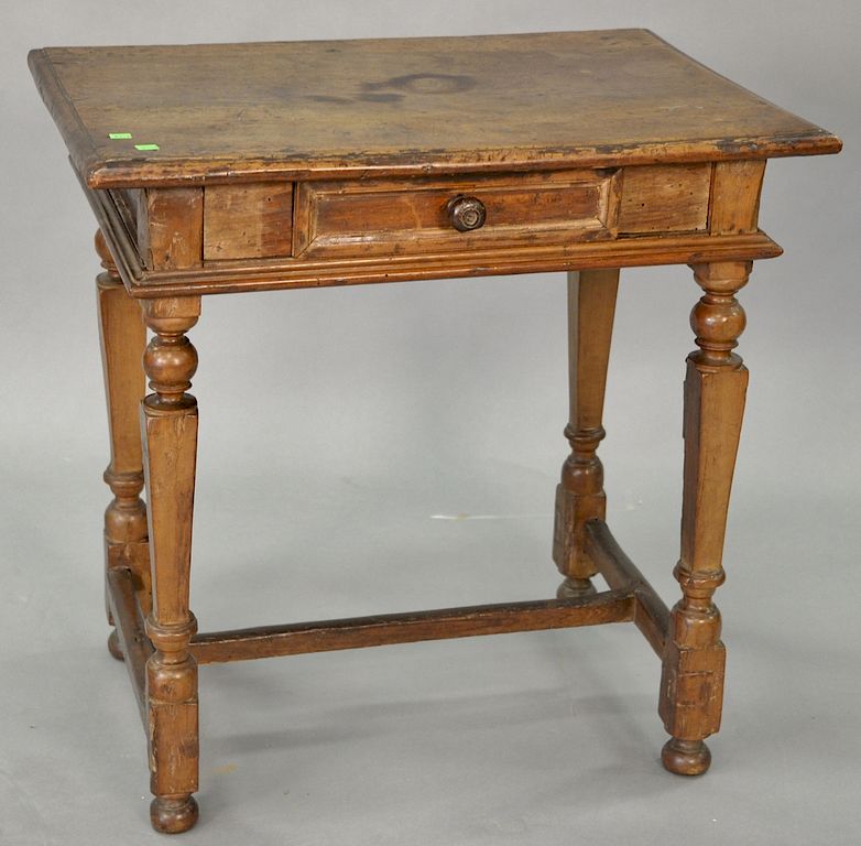 Appraisal: Continental baroque pine and walnut side table rectangular top above