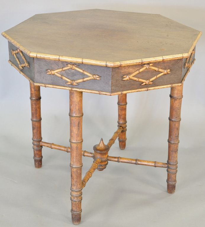 Appraisal: Victorian faux bamboo octagonal table ht in wd in Victorian