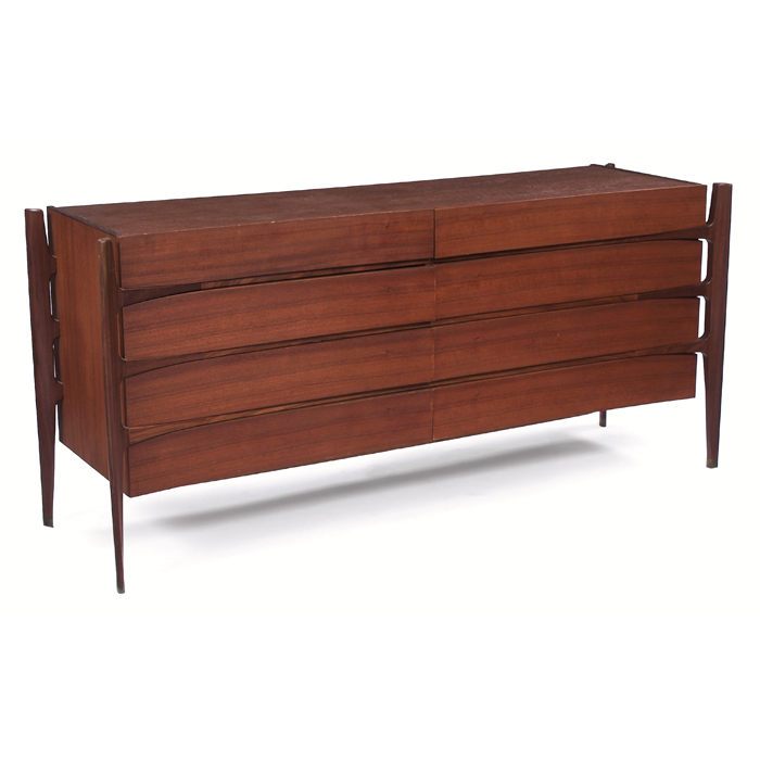 Appraisal: Scandinavian cabinet probably Swedish teak case with concave front and