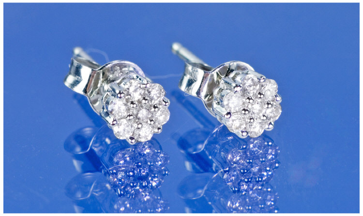 Appraisal: ct White Gold Diamond Stud Earrings Each Earring Set With