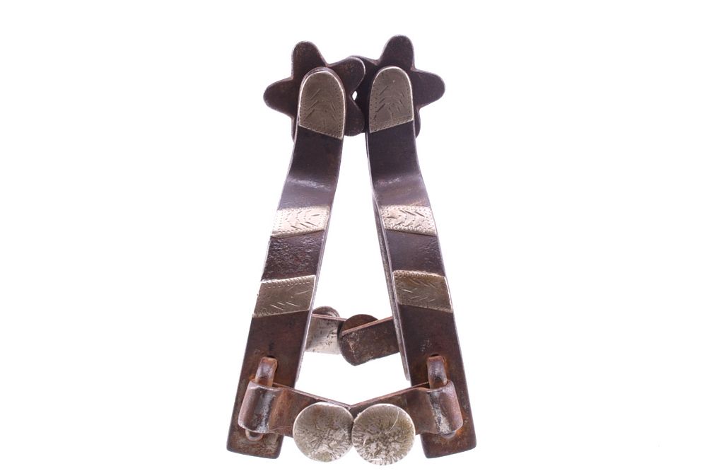 Appraisal: Oscar Crockett Silver Mounted Spur Pair c Featured in this