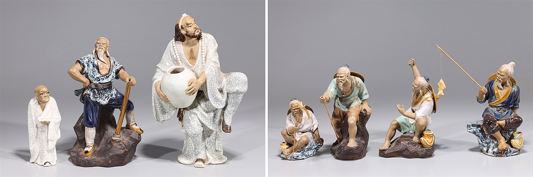 Appraisal: Group of Chinese porcelain figures including Shekwan mudmen and fishermen