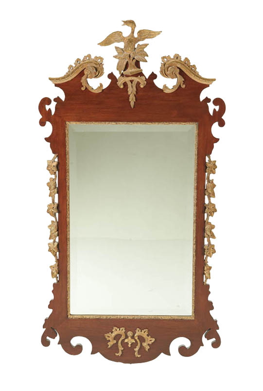 Appraisal: MIRROR Probably American th century mahogany veneer and gilt moldings