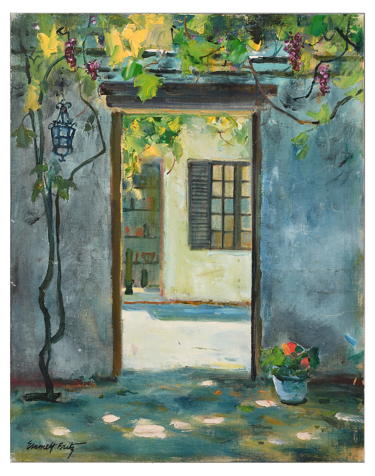 Appraisal: FRITZ Emmett American - St Augustine Sunlit Doorway Oil Canvasboard