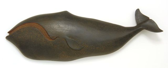 Appraisal: CARVED WOODEN SILHOUETTE OF A RIGHT WHALE By Clark Voorhees