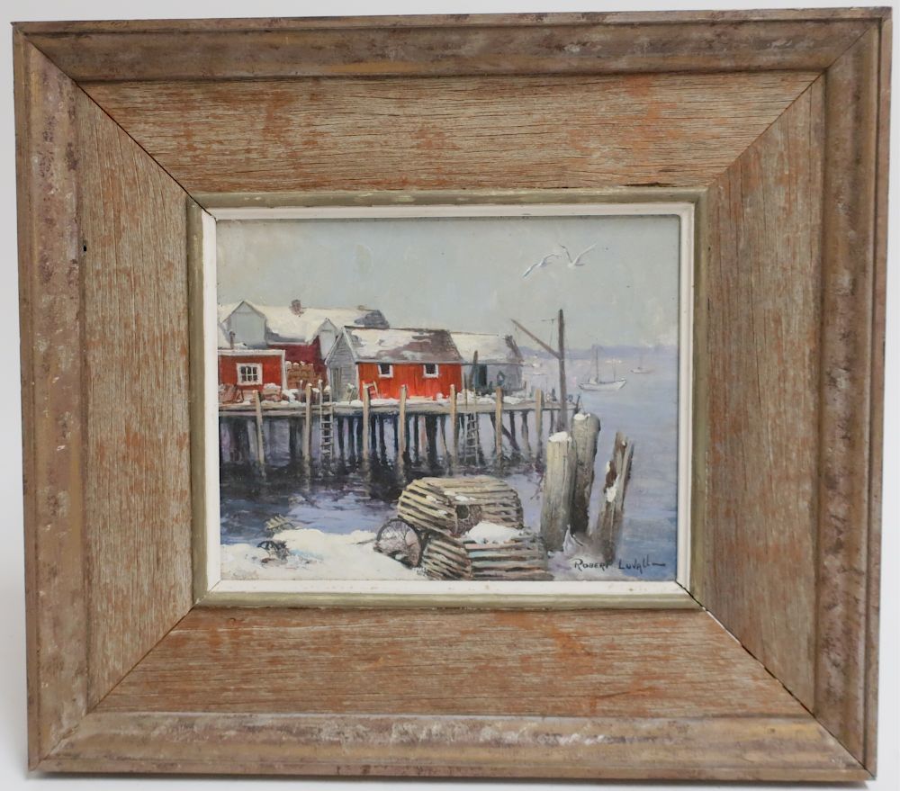 Appraisal: Robert Luvall - NY Fishing Docks O B Signed LR