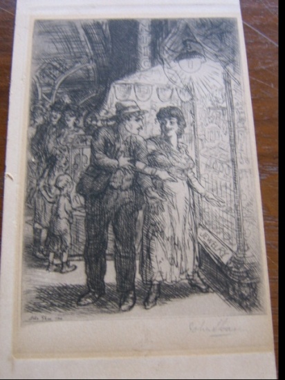 Appraisal: JOHN SLOAN Jewelry Store Window Etching x mm x inches