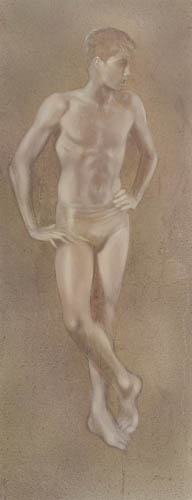 Appraisal: ROBERT BLISS Boy Standing with Legs Crossed Oil on masonite